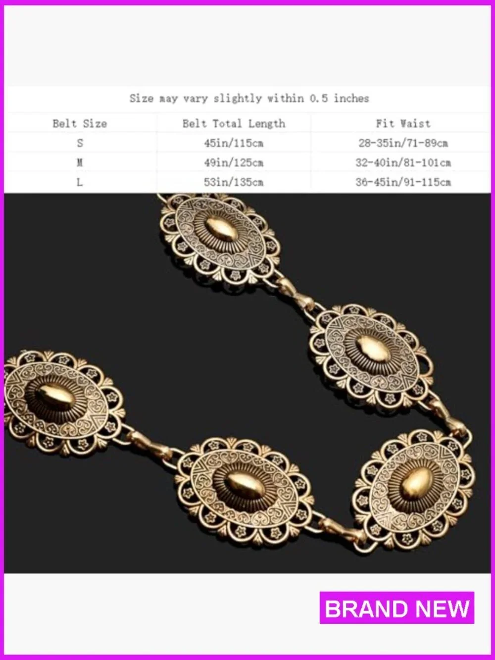 Western Chain Belt Metal Concho Adjustable Boho Chic Dresses Jeans Outfit